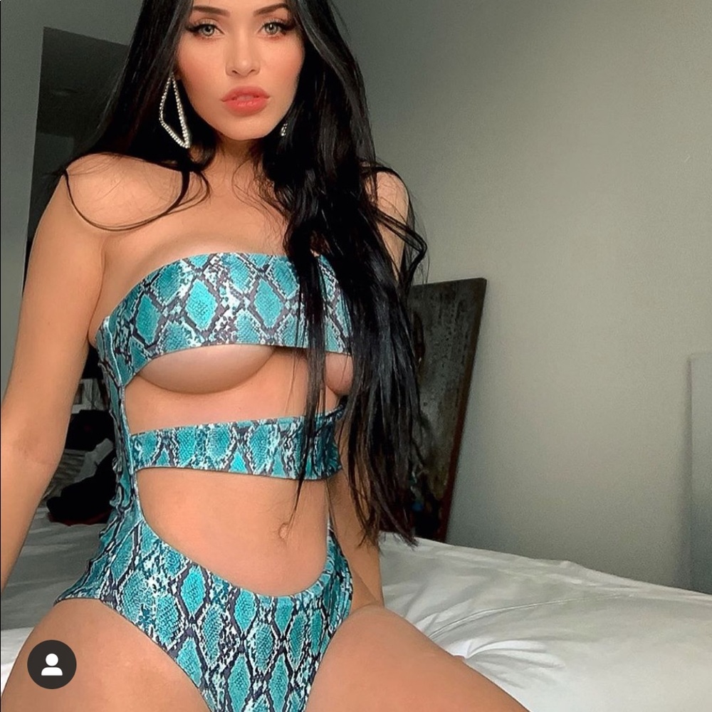 Snake print one piece swimsuit